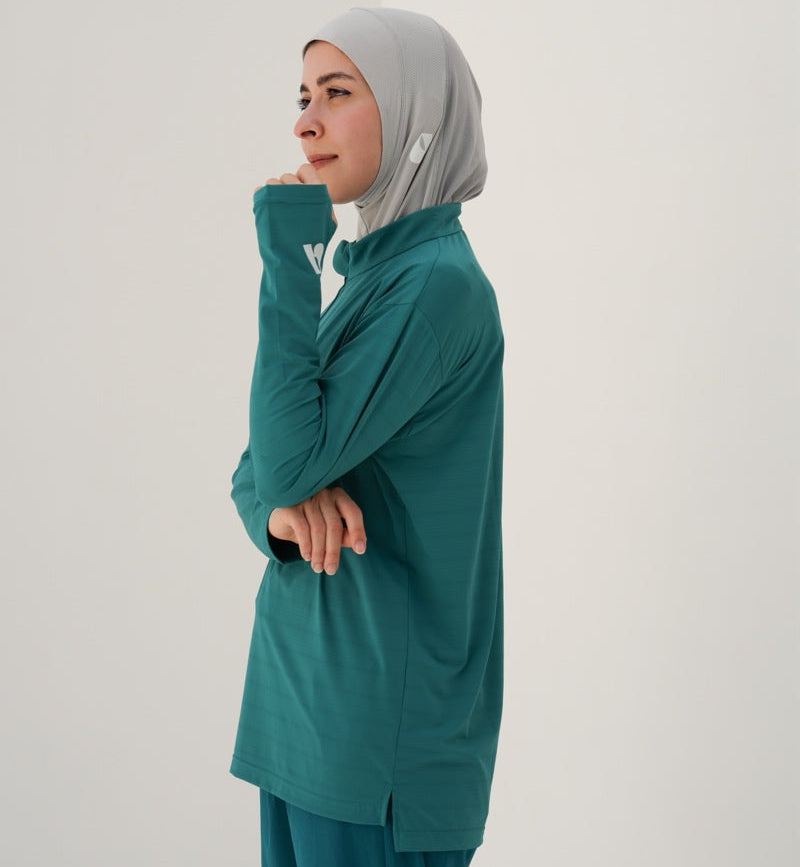 Her Flow | Petrol Blue Long Sleeve Shirt