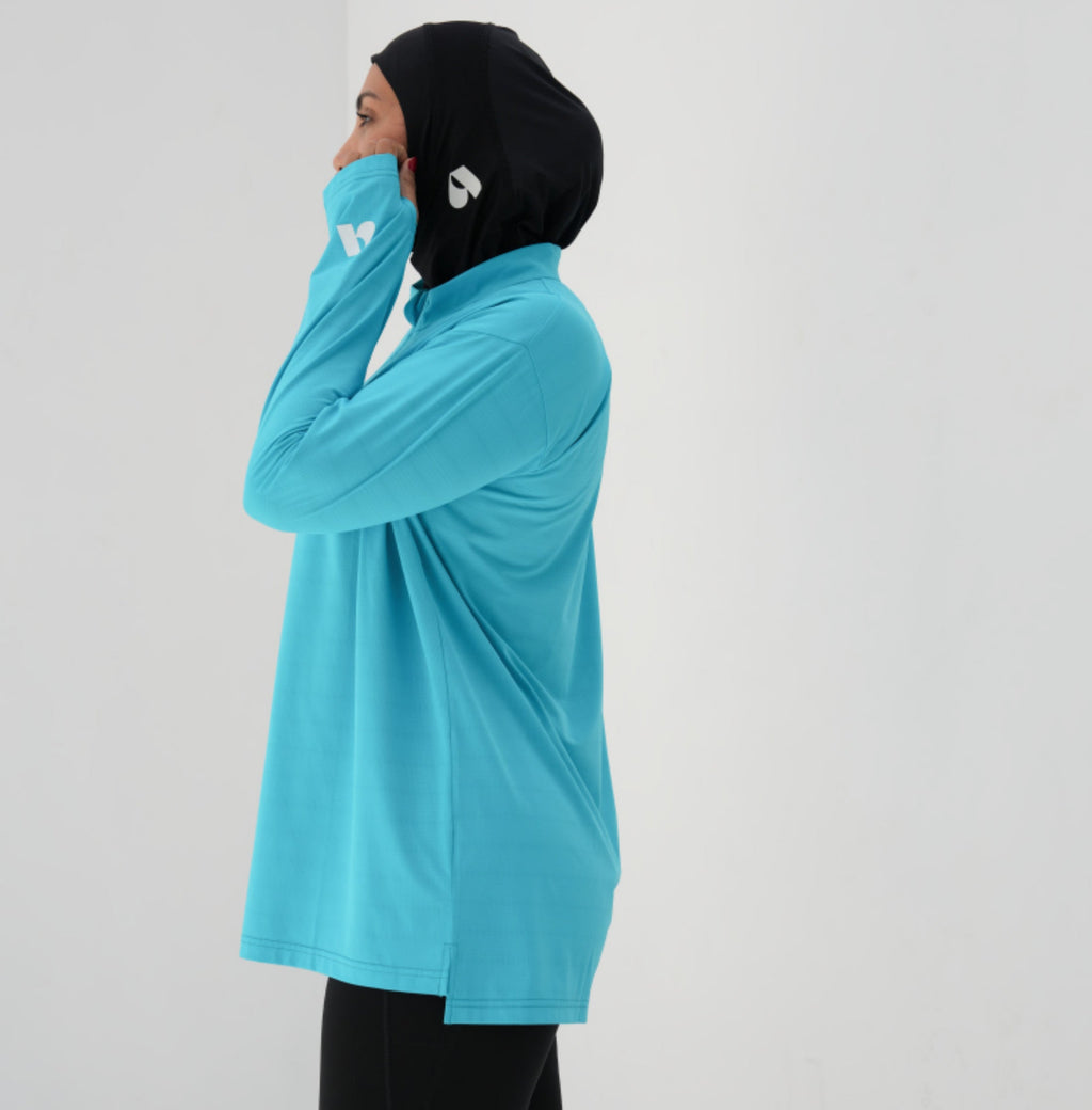 Her Flow | Aqua Blue Long Sleeve Shirt