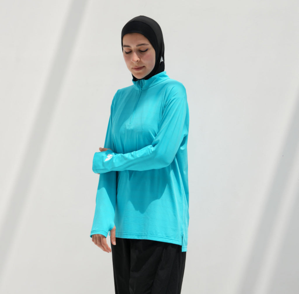 Her Flow | Aqua Blue Long Sleeve Shirt